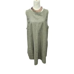 Madewell button back linen tank apron pinafore dress sage green plus 1x xl